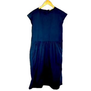 Odeeh navy blue day dress smocked zipper